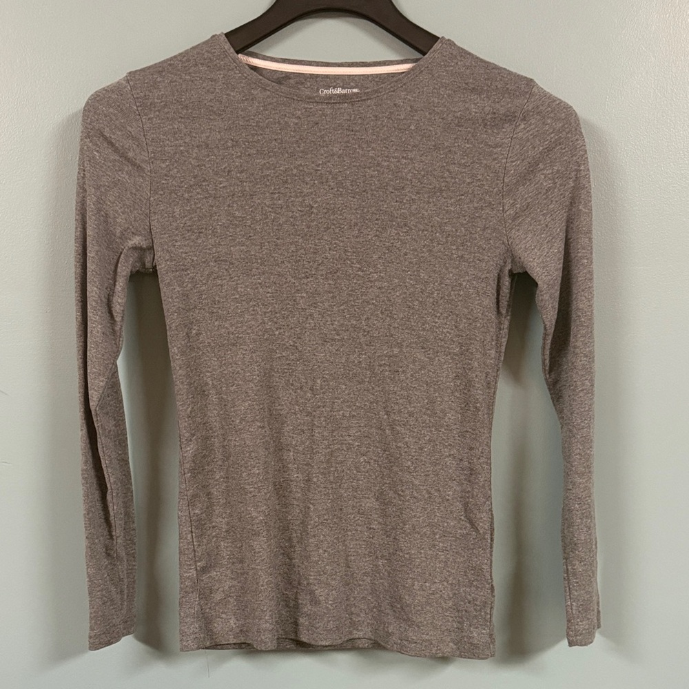 Croft & Barrow Heathered Gray Long Sleeve Tee